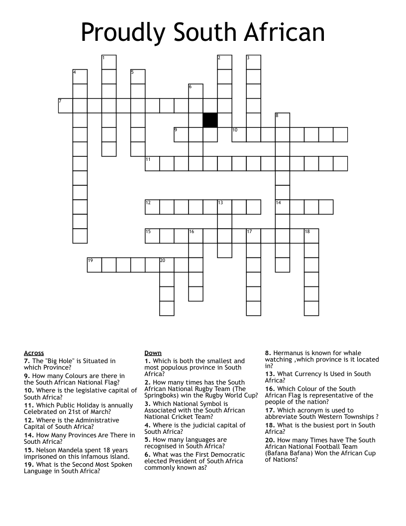 Proudly South African Crossword