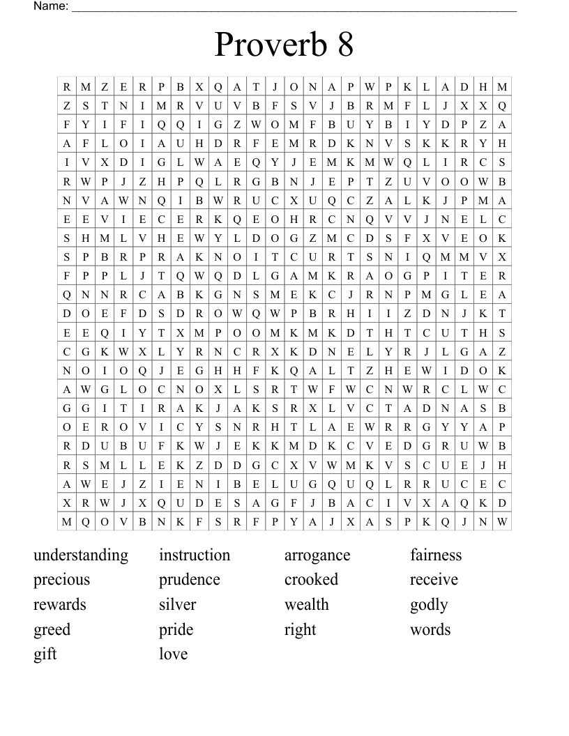 Proverb 8 Word Search