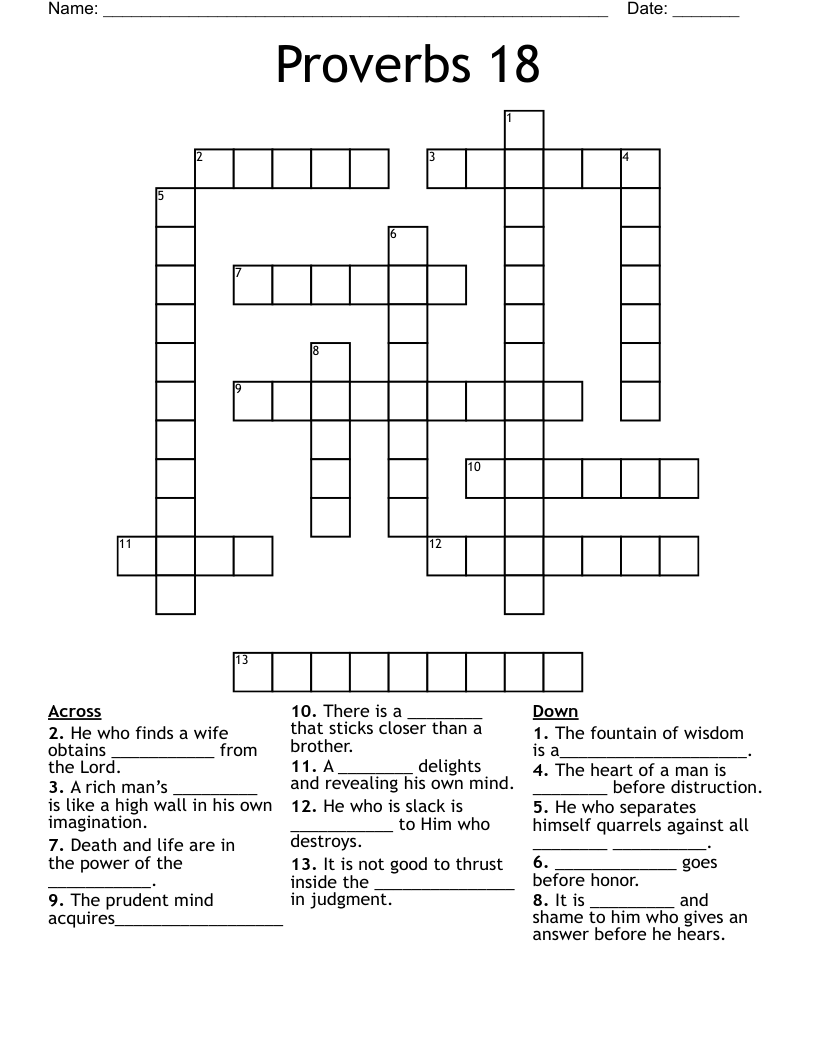 Proverbs 18 Crossword