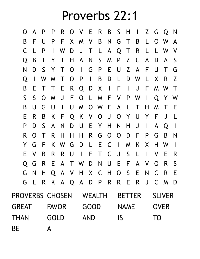 Proverbs 22:1 Word Search