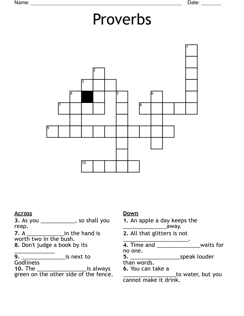 Proverbs Crossword