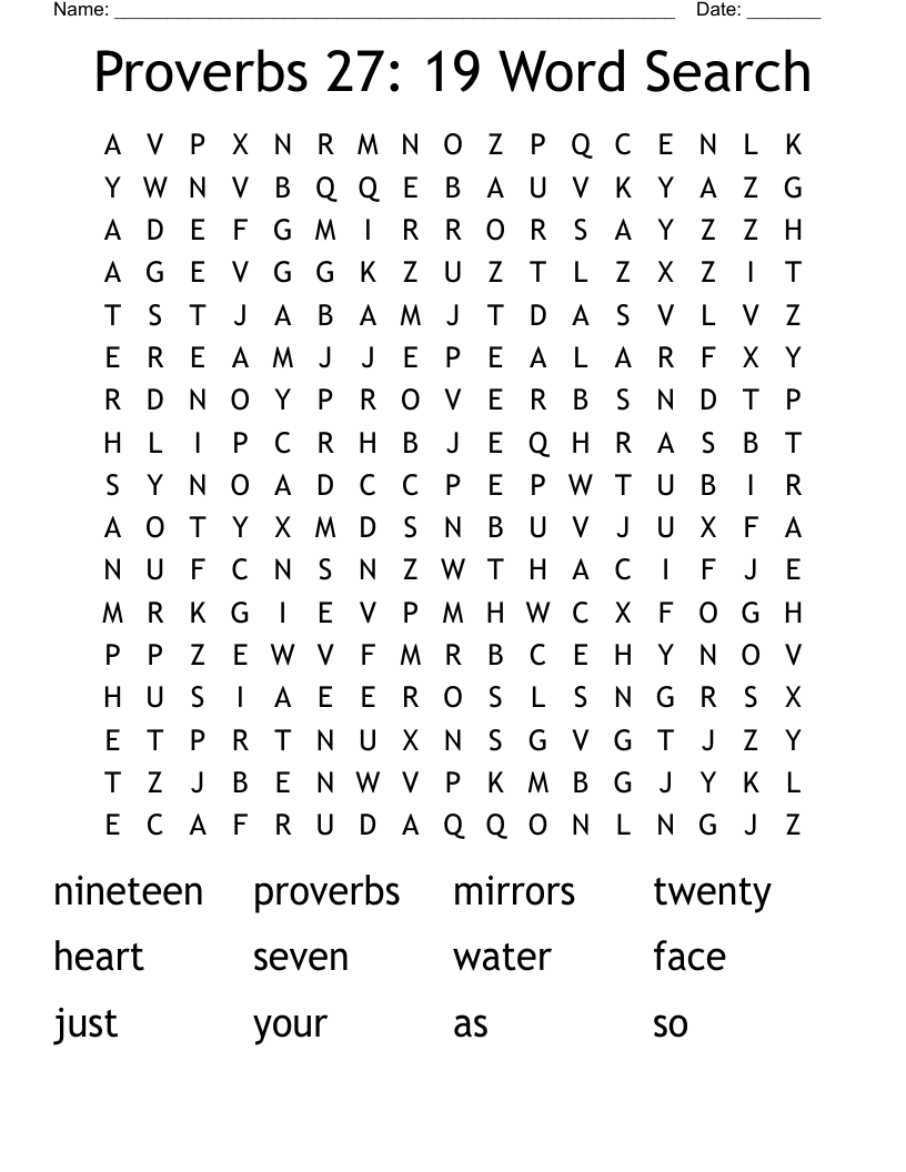 Proverbs 27: 19 Word Search