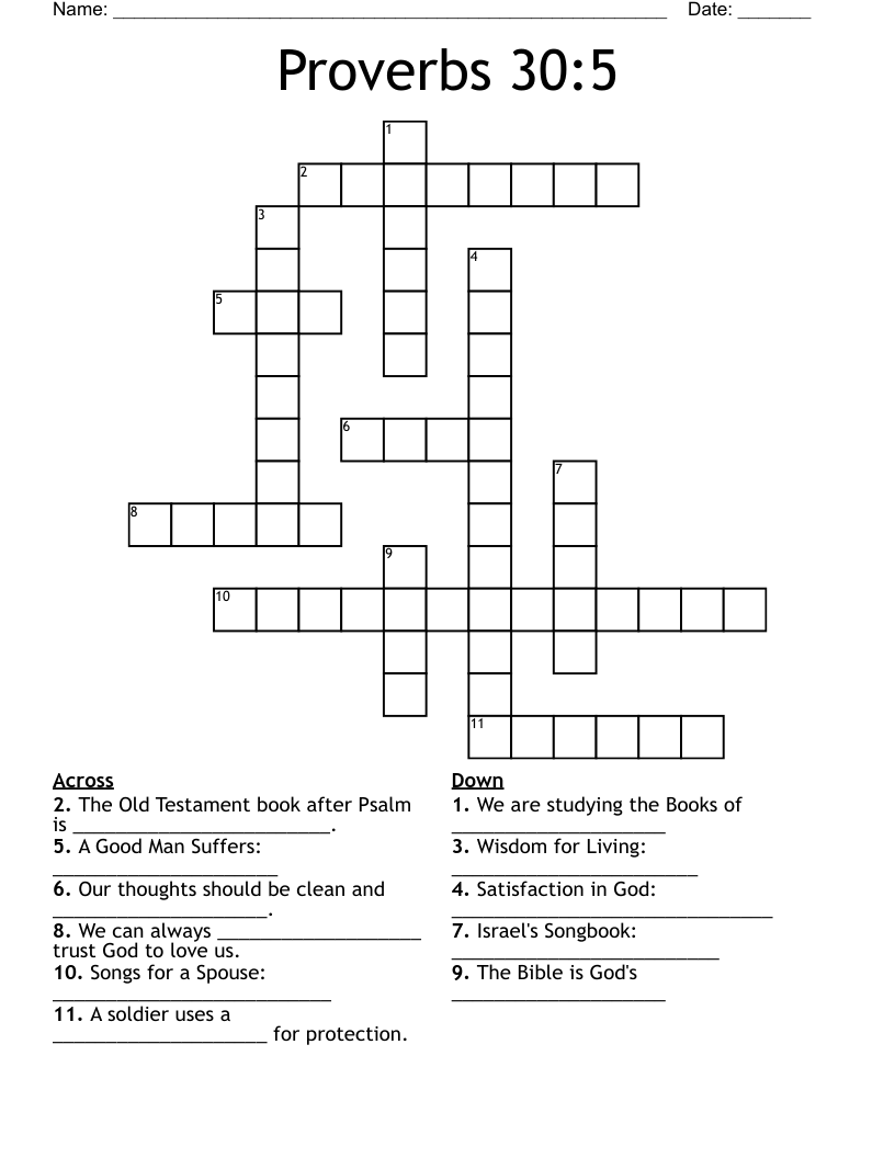 Proverbs 30:5 Crossword