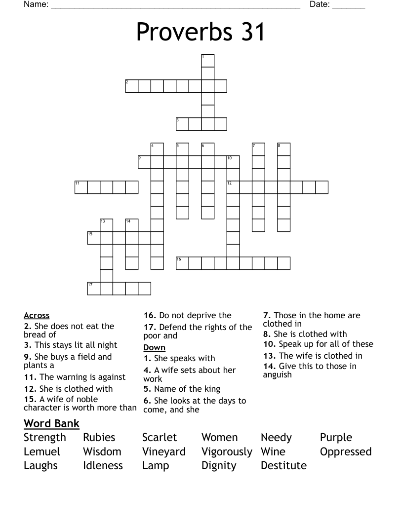 Proverbs 31 Crossword