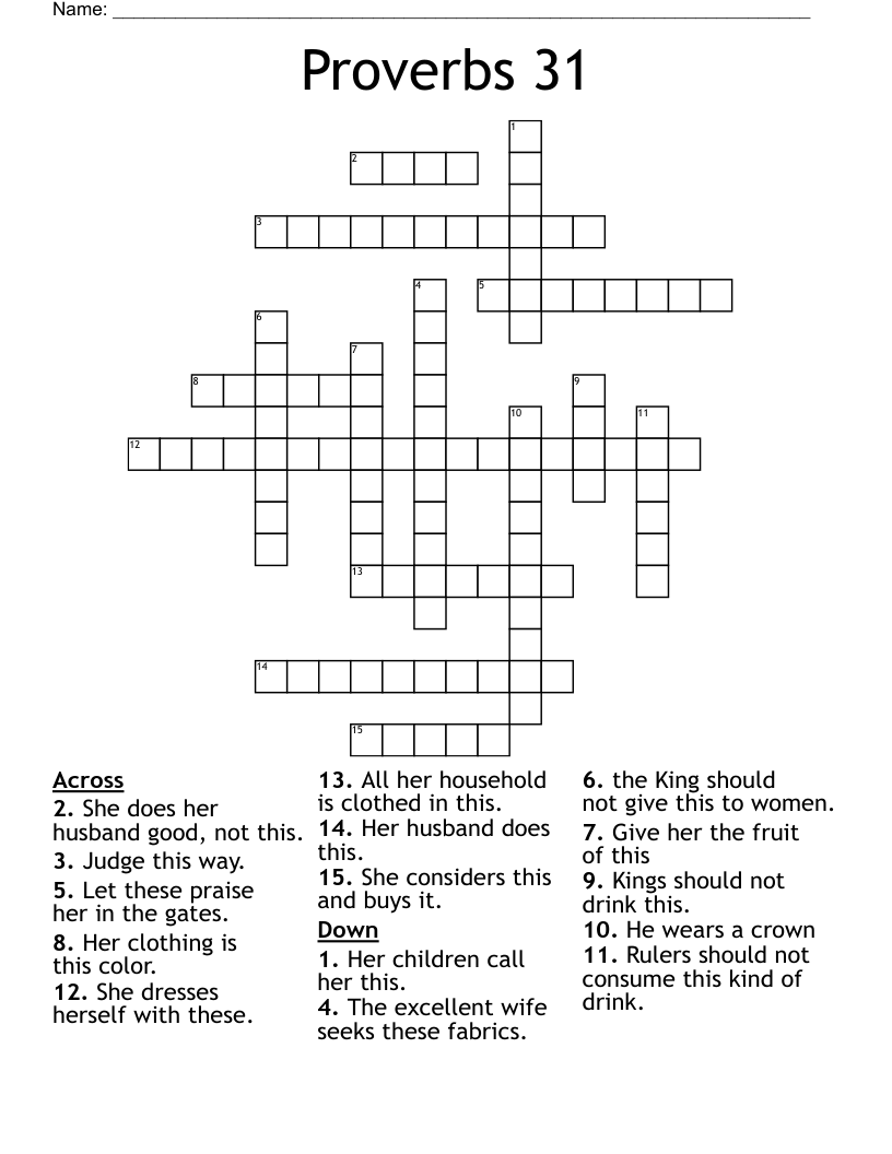 Proverbs 31 Crossword