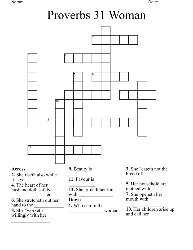 Proverbs 31 Woman Crossword