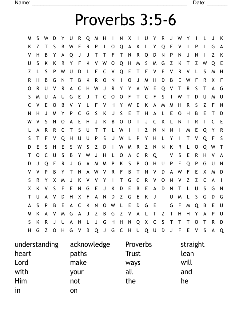 Proverbs 3:5-6 Word Search