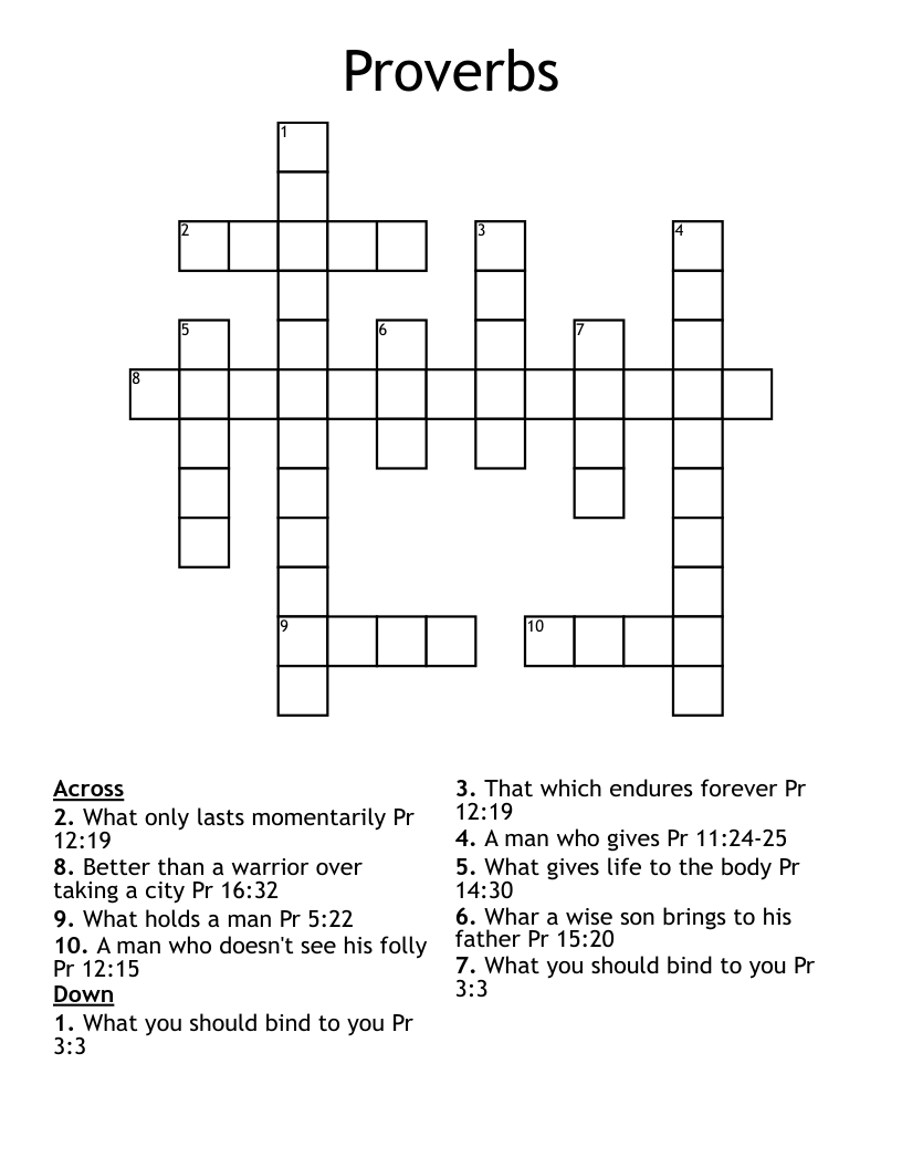 Proverbs Crossword