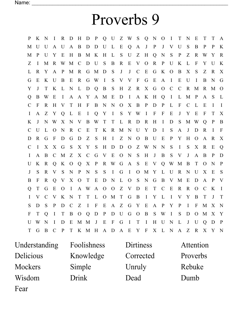 Proverbs 9  Word Search