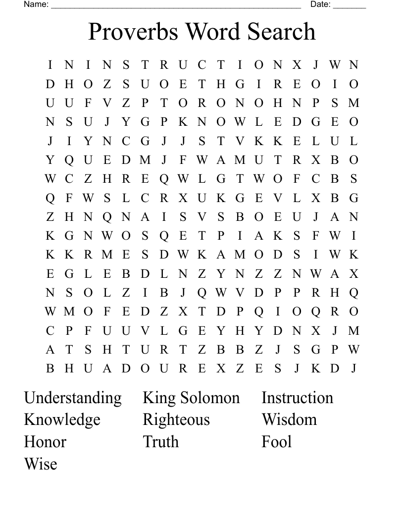 Proverbs Word Search 