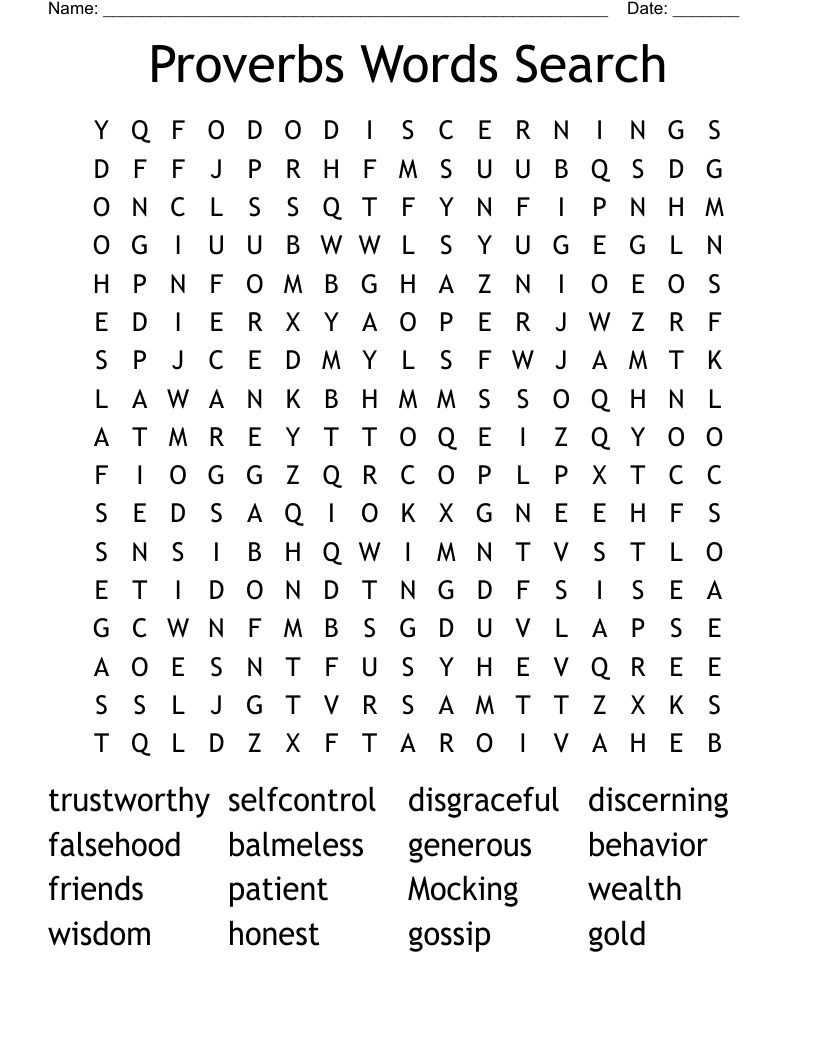 Proverbs Words Search Word Search