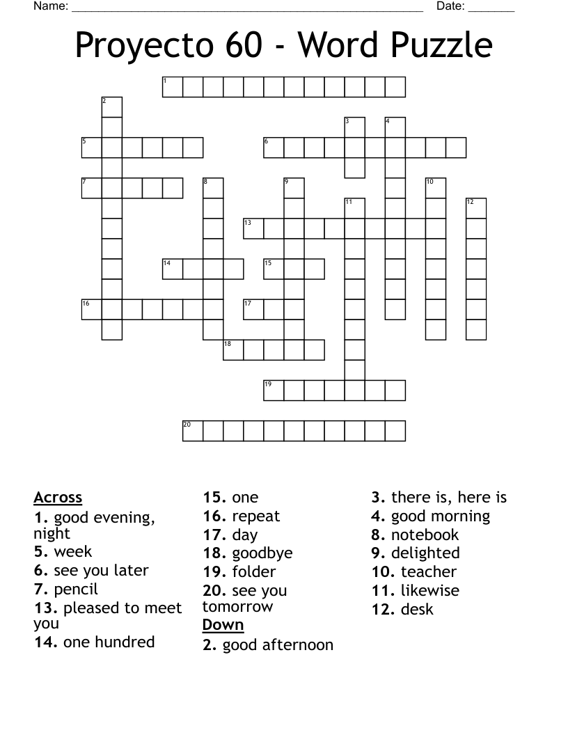 Proyecto 60 - Word Puzzle Crossword