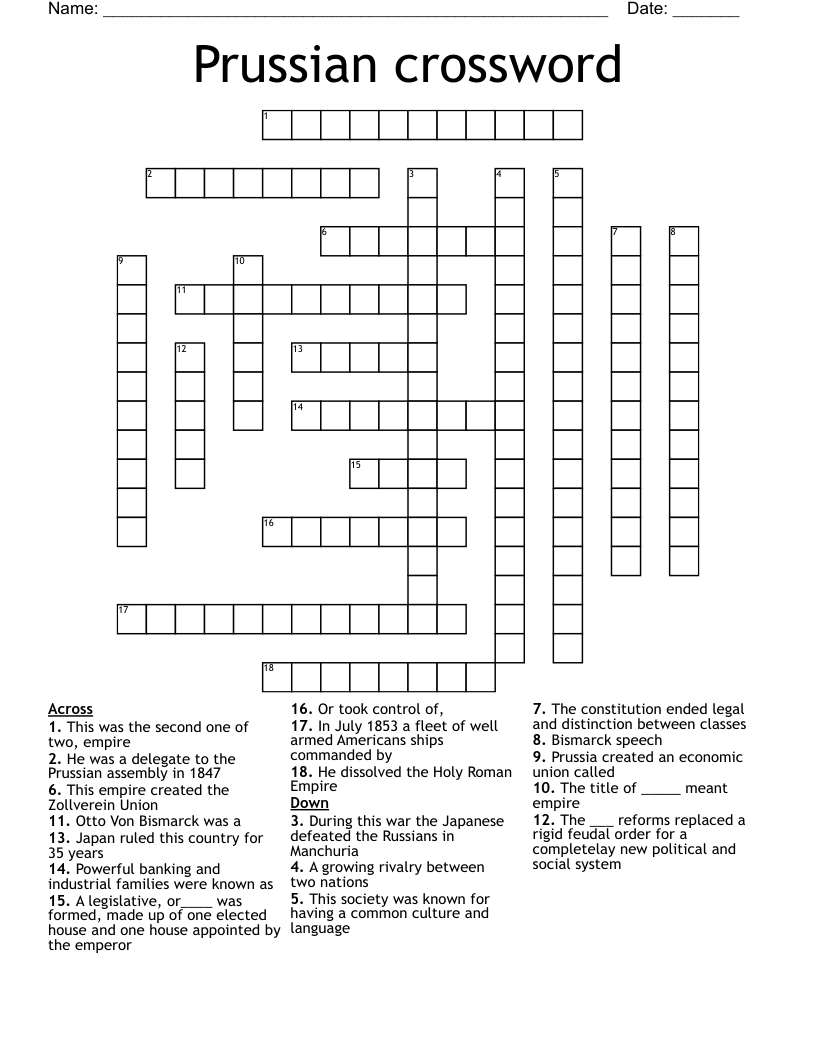 Prussian crossword 