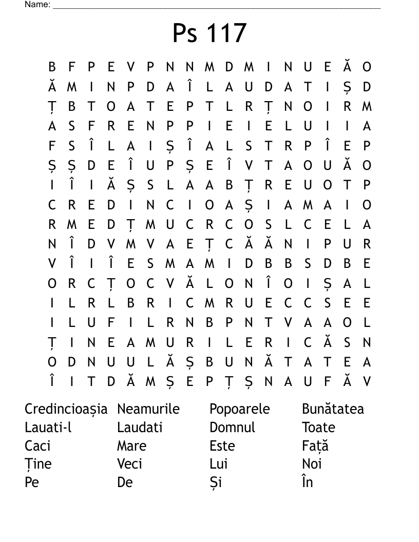 Ps 117 Word Search