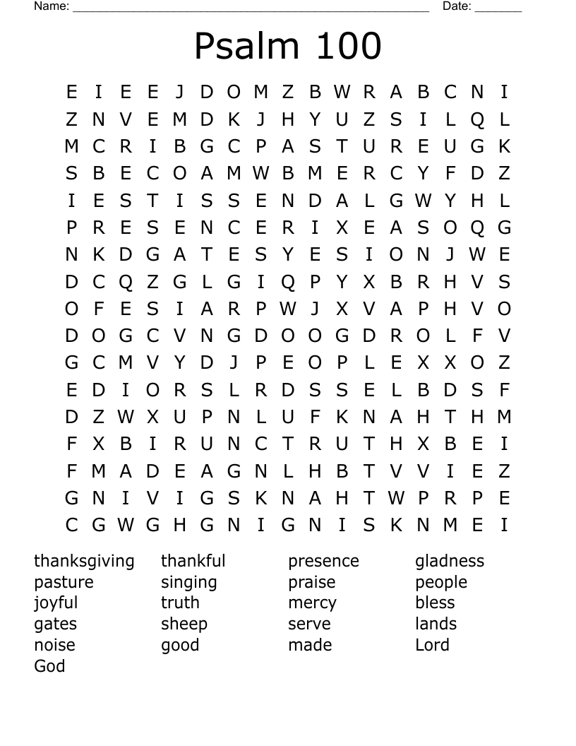 Psalm 100 Word Search
