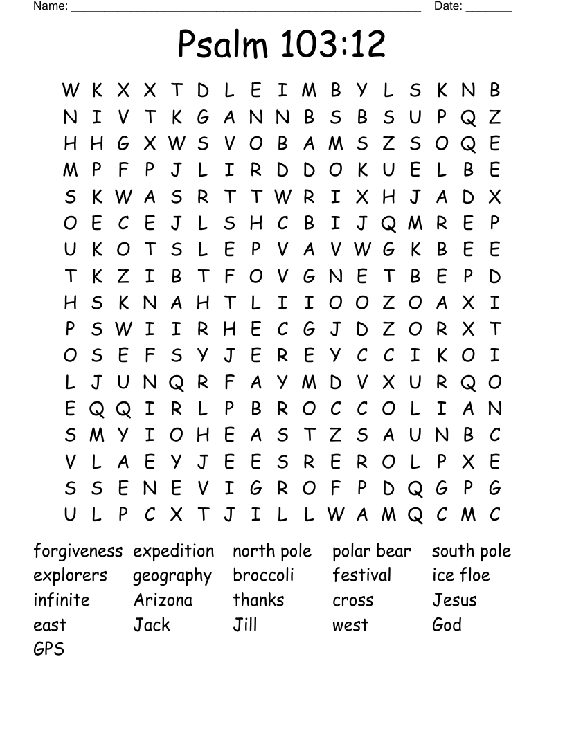 Psalm 103:12 Word Search