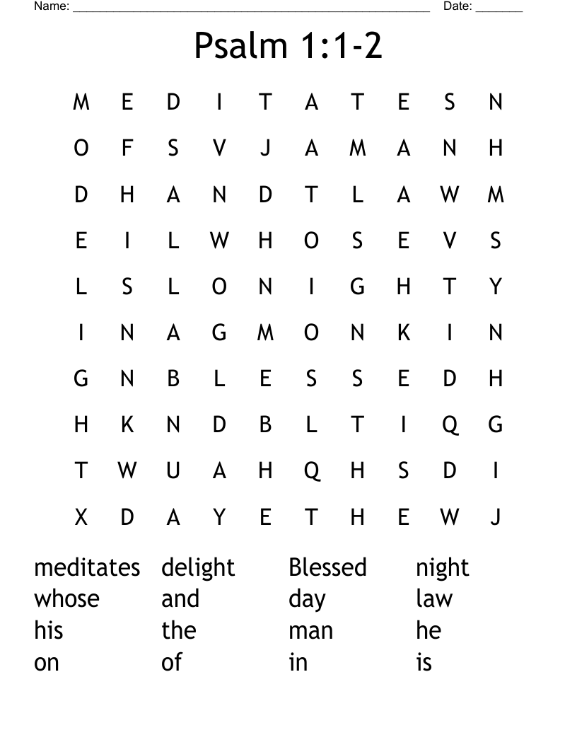 Psalm 1:1-2 Word Search