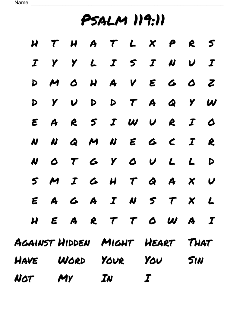 Psalm 119:11 Word Search