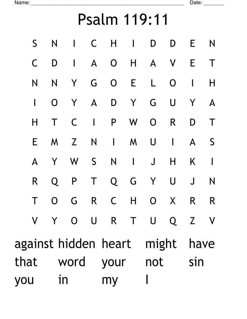 Psalm 119:11 Word Search