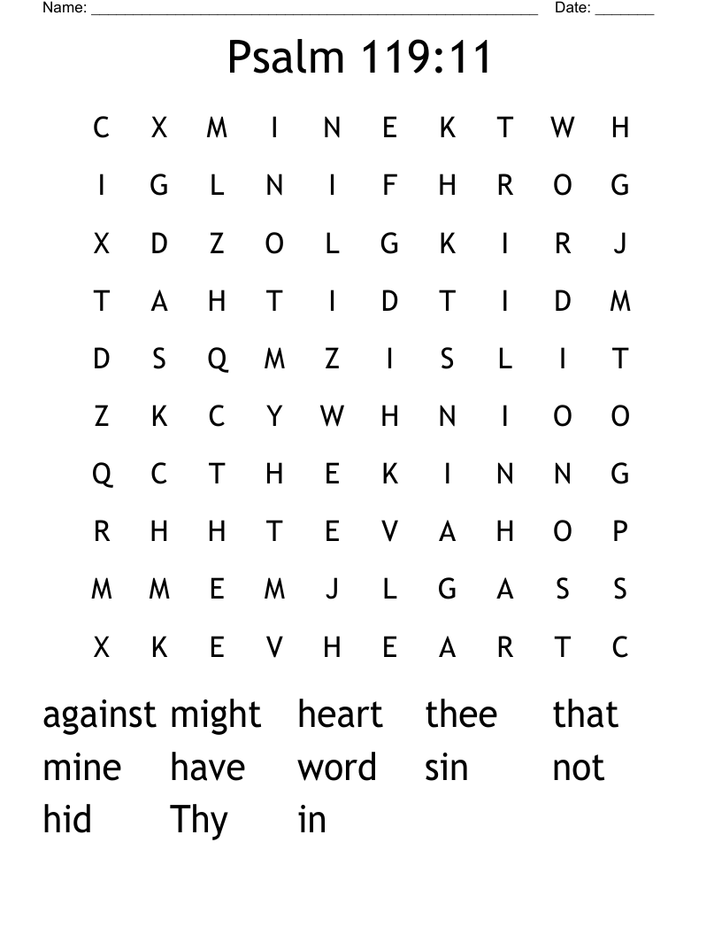 Psalm 119:11 Word Search
