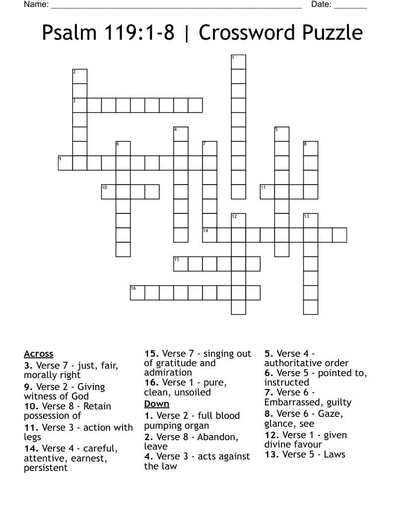 Psalm 119:1-8 | Crossword Puzzle