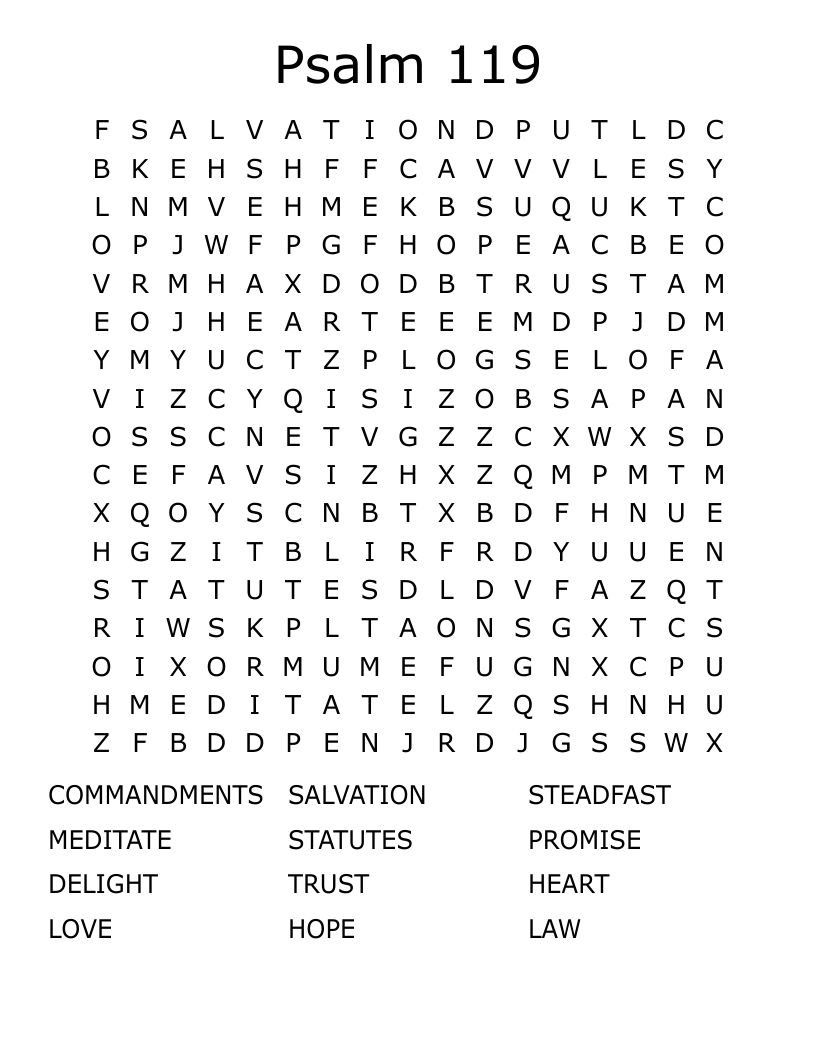Psalm 119 Word Search
