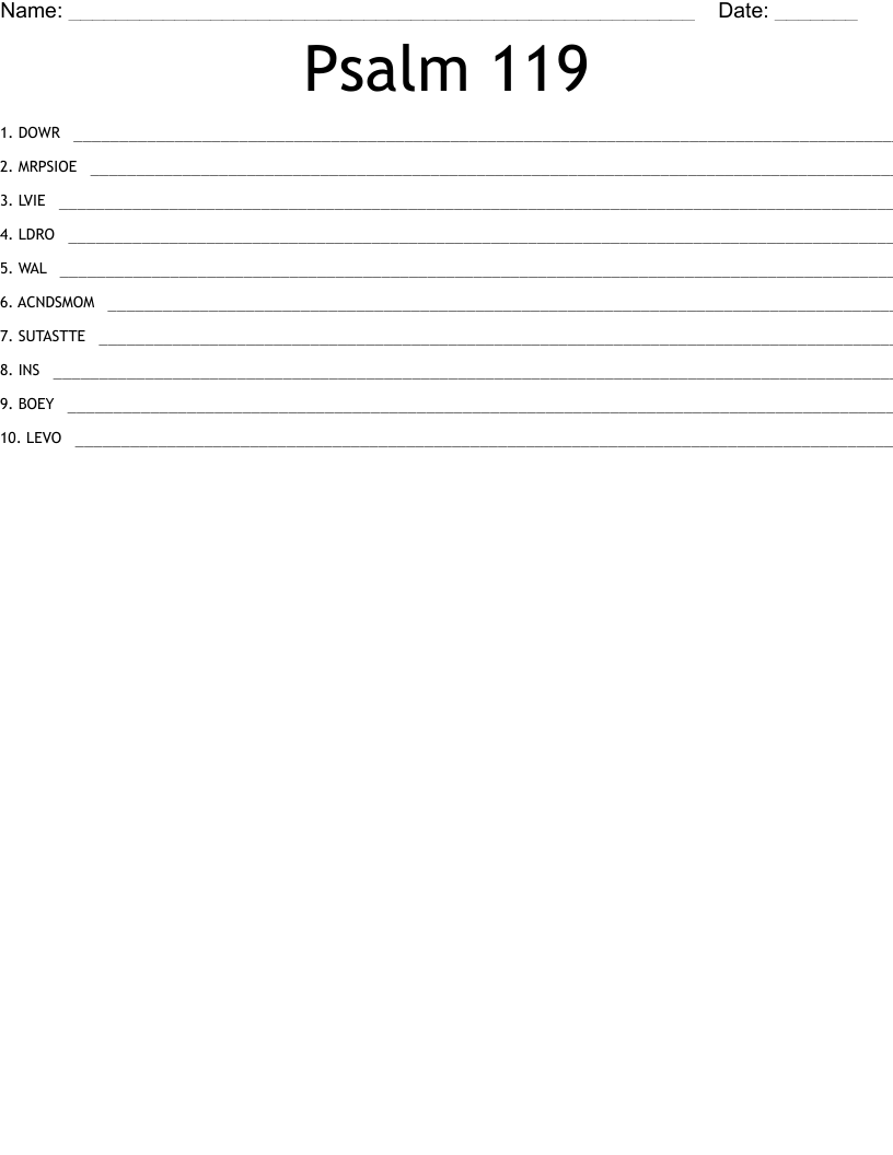 Psalm 119 Word Scramble