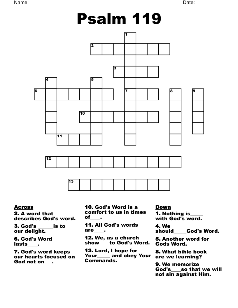 Psalm 119 Crossword
