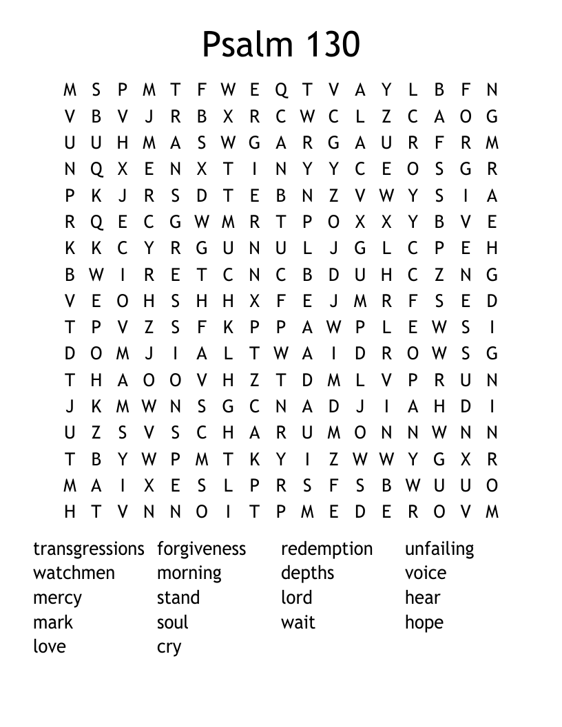 Psalm 130 Word Search