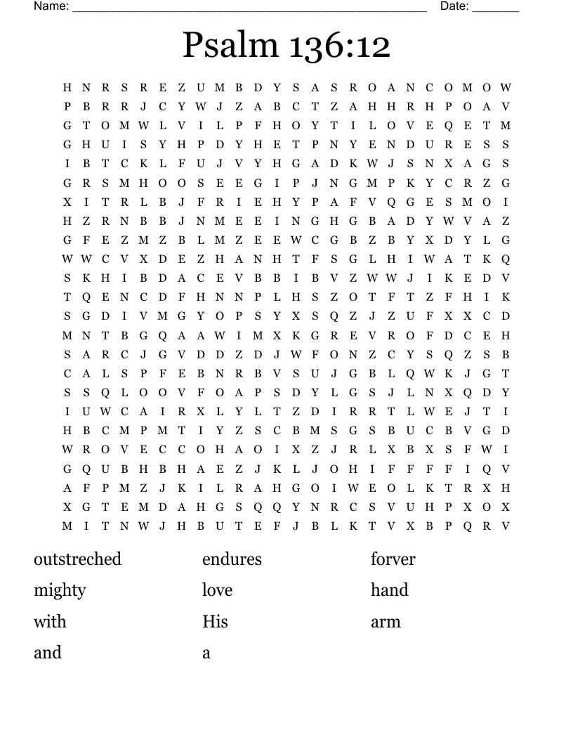 Psalm 136:12 Word Search