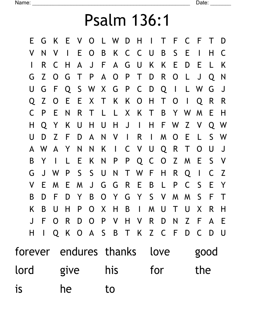 Psalm 136:1 Word Search