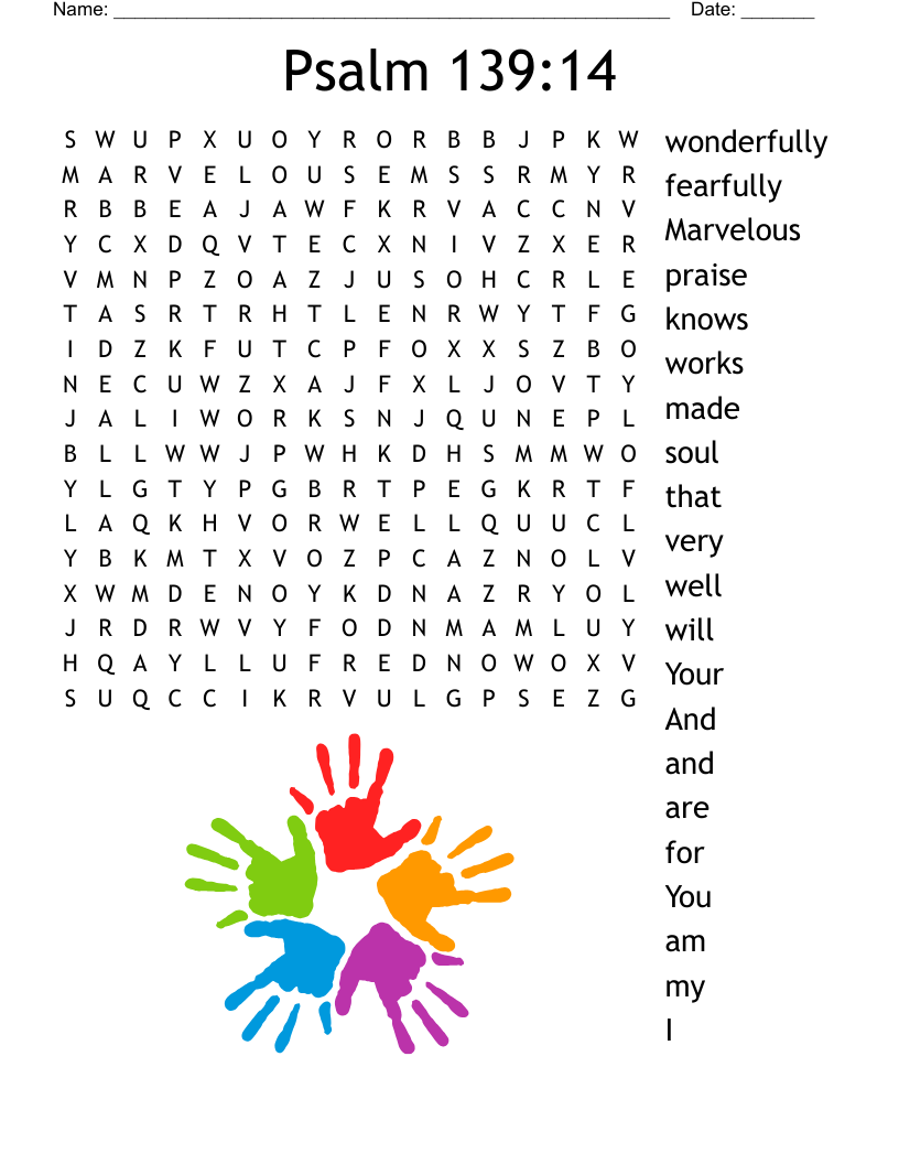 Psalm 139:14  Word Search