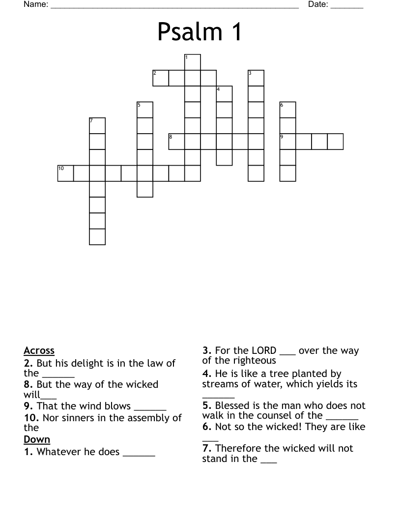 Psalm 1 Crossword
