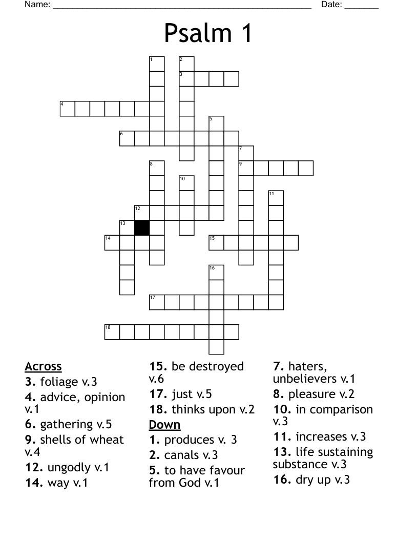 Psalm 1 Crossword