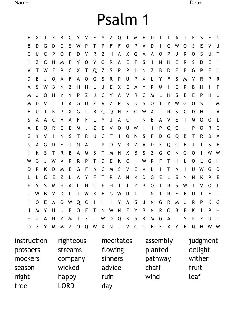 Psalm 1 Word Search