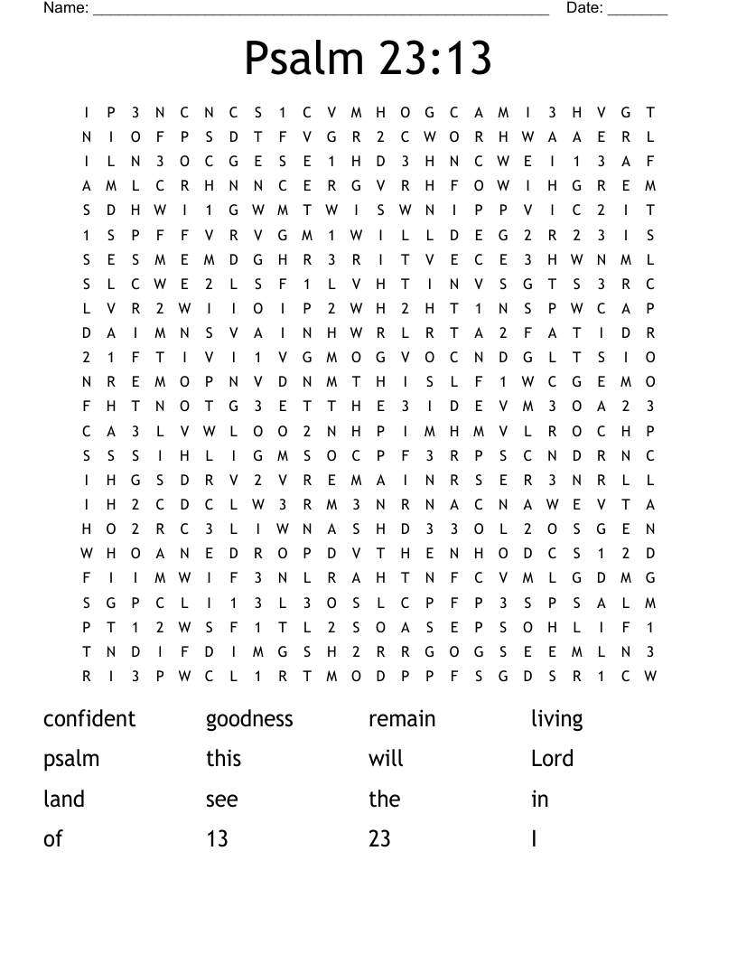 Psalm 23:13 Word Search