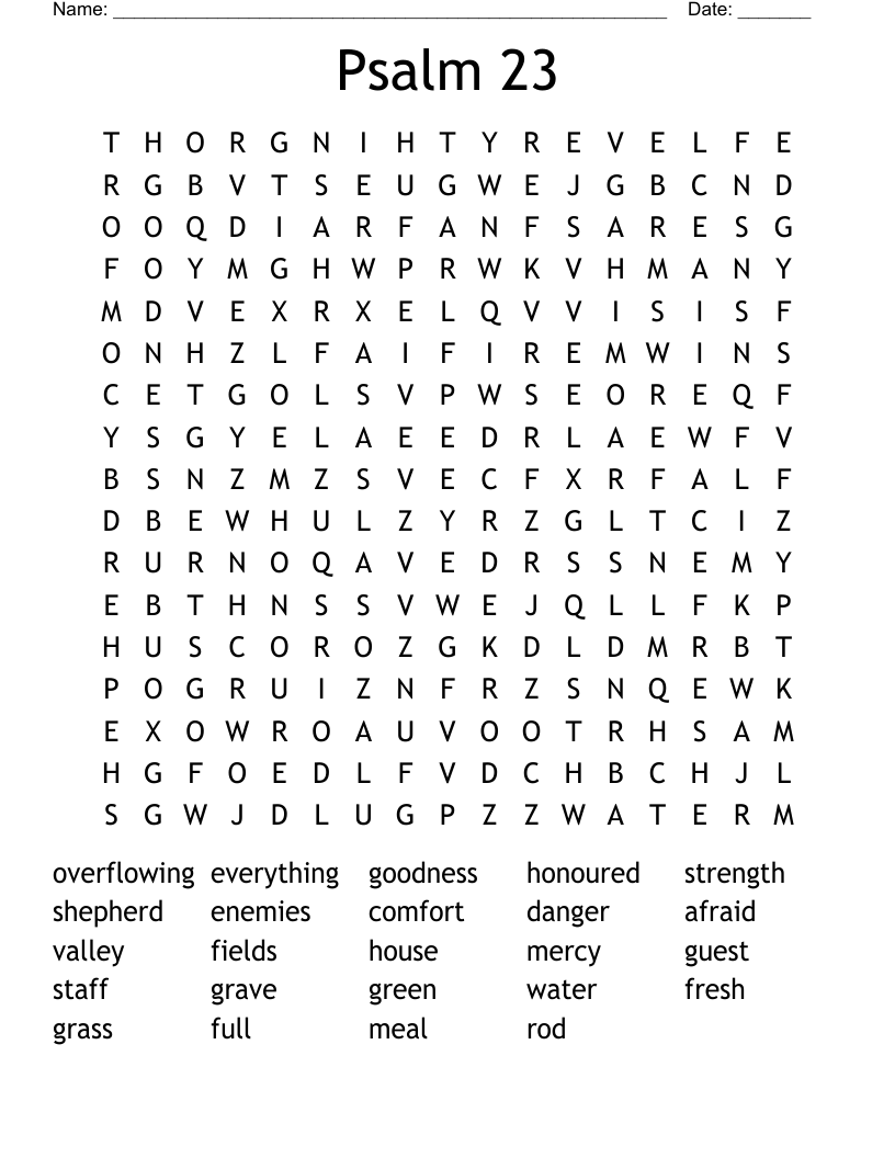 Psalm 23 Word Search