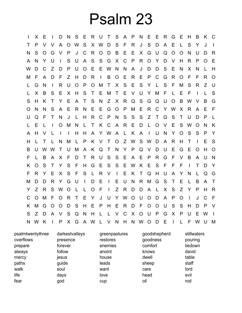 Psalm 23 Word Search