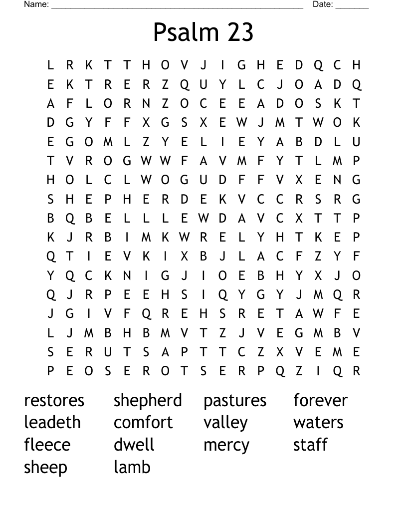 Psalm 23 Word Search