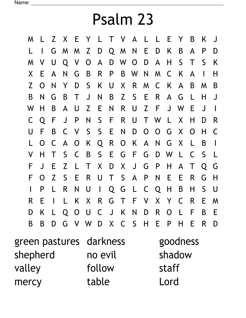 Psalm 23 Word Search