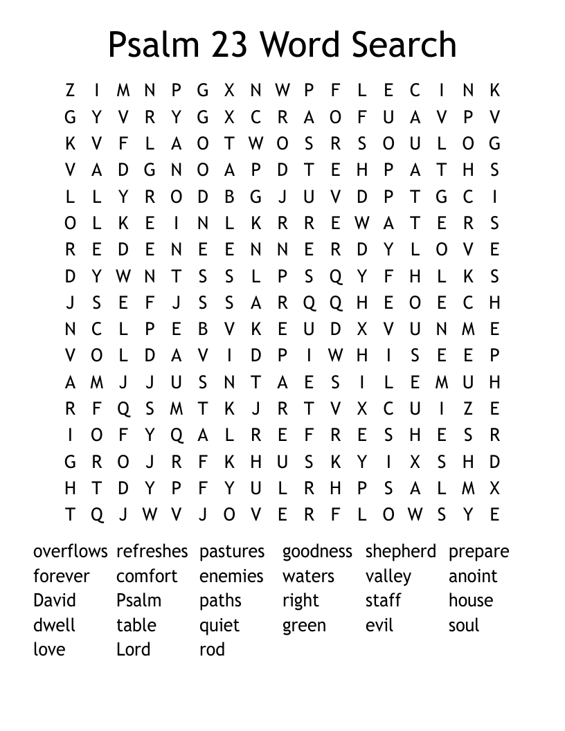 Psalm 23 Word Search