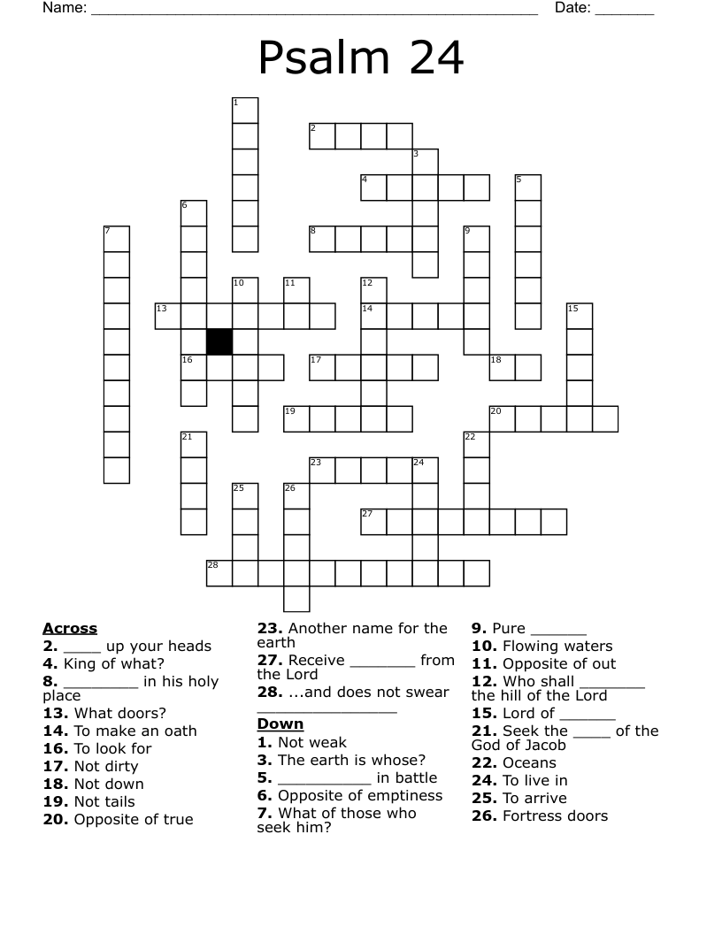 Psalm 24 Crossword