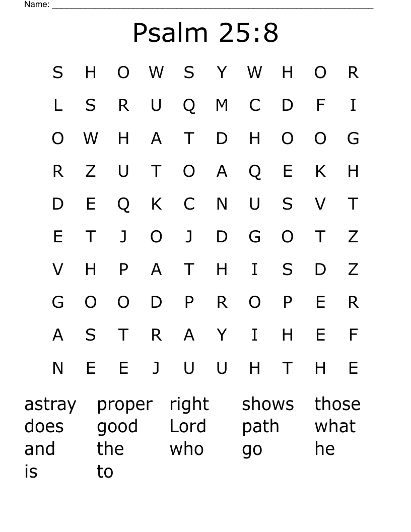Psalm 25:8 Word Search