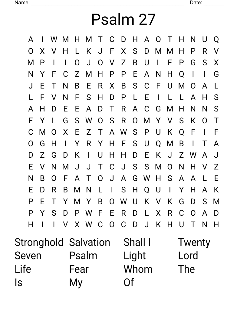 Psalm 27 Word Search