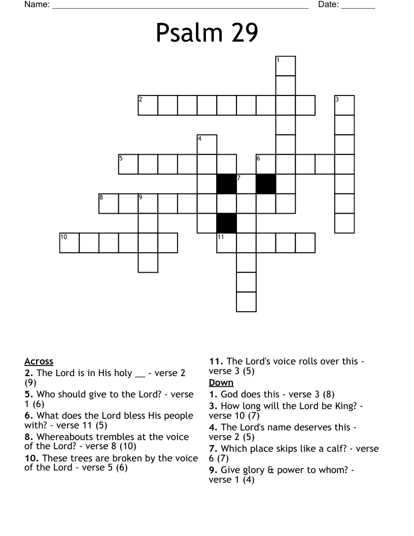 Psalm 29 Crossword