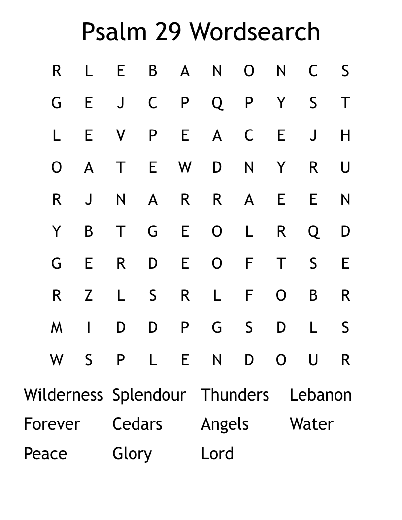 Psalm 29 Wordsearch
