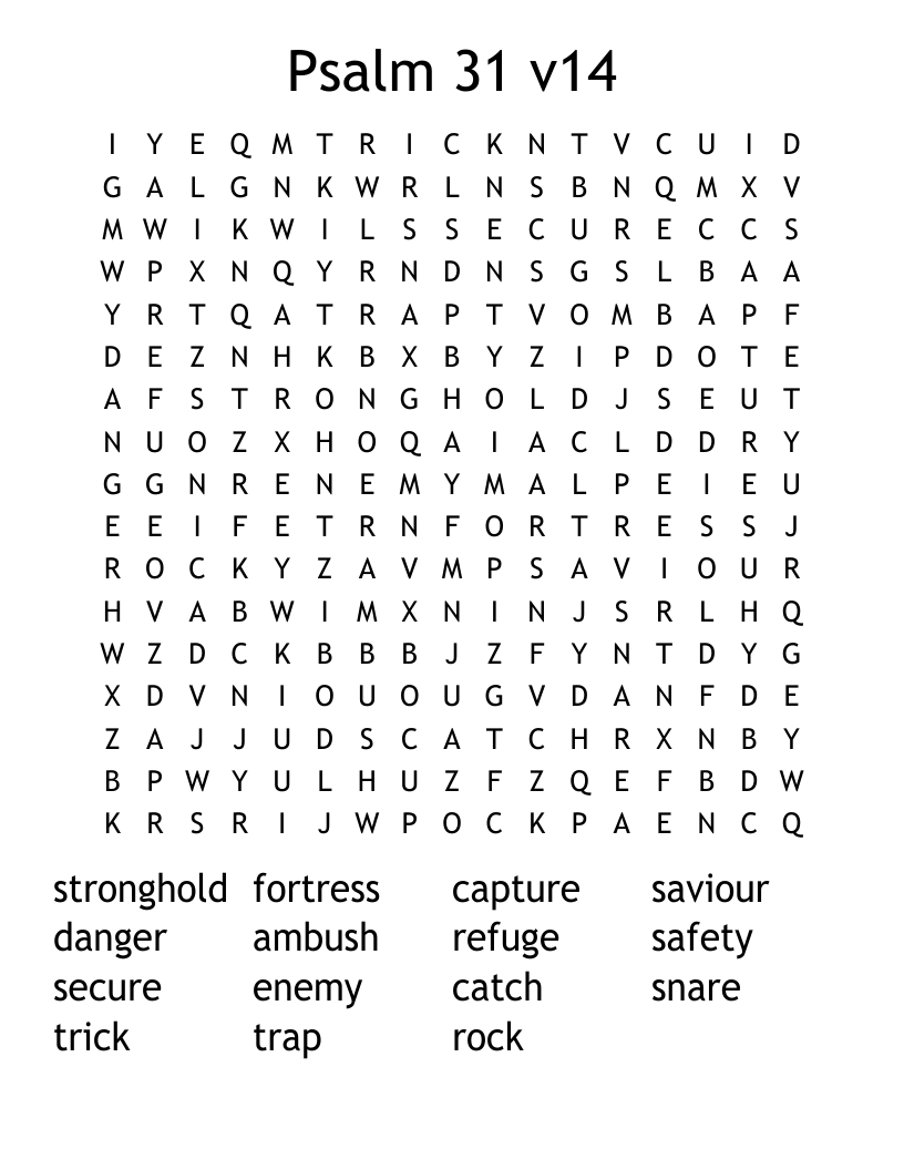 Psalm 31 v14 Word Search