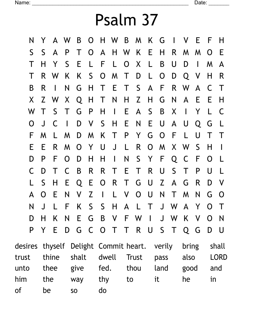Psalm 37 Word Search