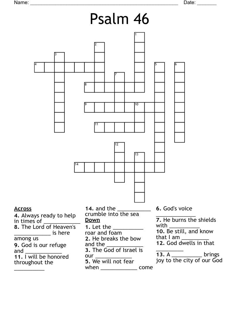 Psalm 46 Crossword