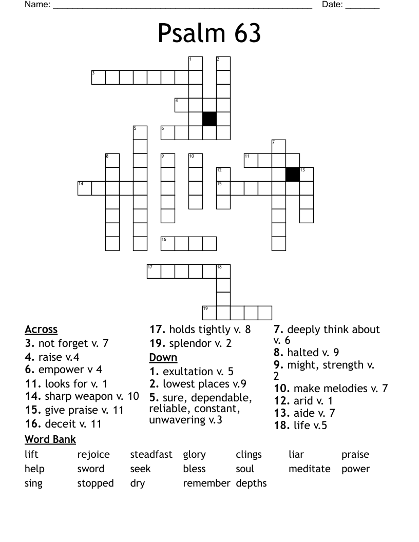 Psalm 63 Crossword